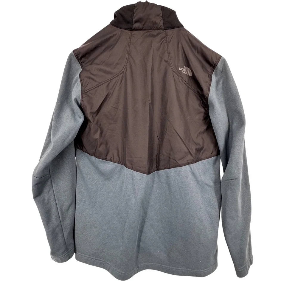 The North Face Mens Full Zip Hybrid Fleece Ripstop Jacket Grey Black Medium